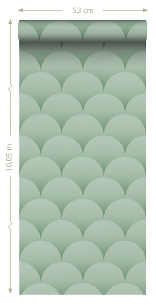 ESTAhome Tapete Art Decó Muster Graugrün - 50 x 900 cm - 139466