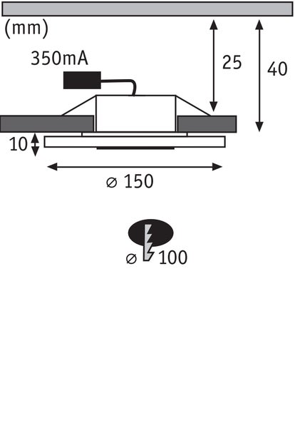Premium LED Einbauleuchte Whirl Basisset rund 150mm 3x6W 3x450lm 230V dimmbar 3000K Alu gedreht, Satin