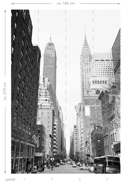 ESTAhome Fototapete Blick auf die Straßen von New York Schwarz und Weiß - 186 x 279 cm - 157706