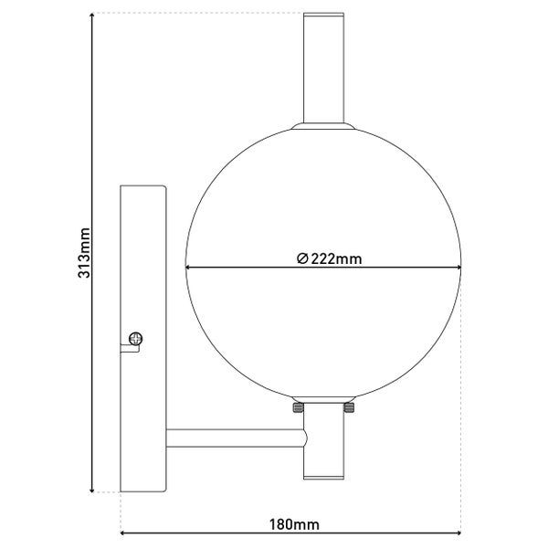 LED Wandleuchte NOVA chrom aus Metall und Rauchglas, mit integrierter LED, 31,3 cm hoch