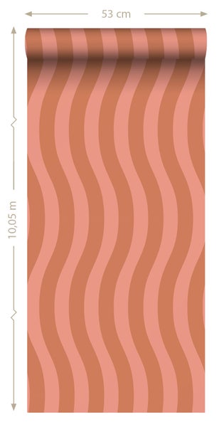 ESTAhome Tapete wellenförmige Streifen Rosa - 50 x 900 cm - 131609
