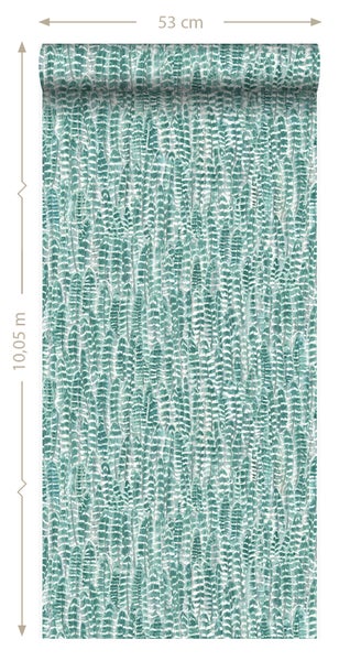 Origin Wallcoverings Tapete Federn Lagunengrün - 53 cm x 10.05 m - 347396