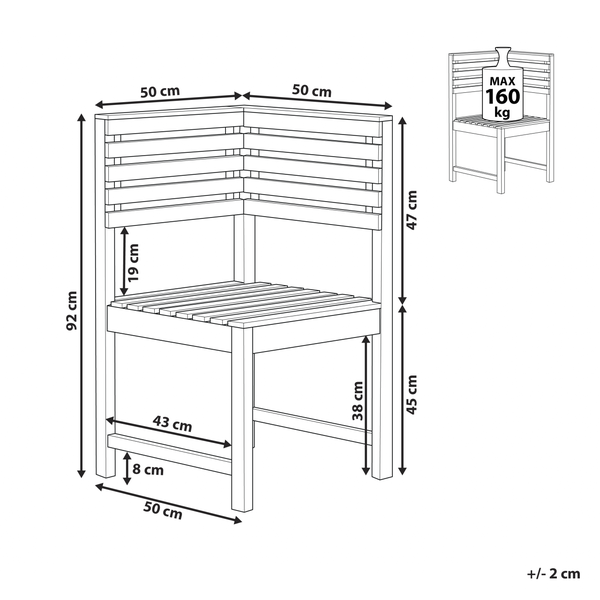 Garten-Eckmodul TREIA Akazienholz Braun