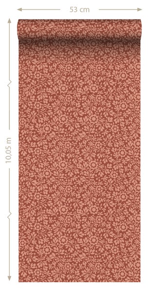 ESTAhome Tapete Blumen Terrakotta - 50 x 900 cm - 131671