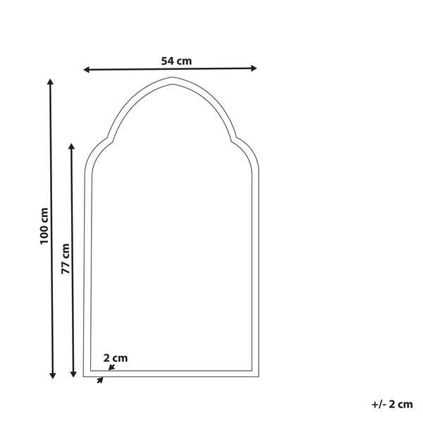 Skizze eines Spiegels mit den Maßen 100 mal 54 Zentimeter
