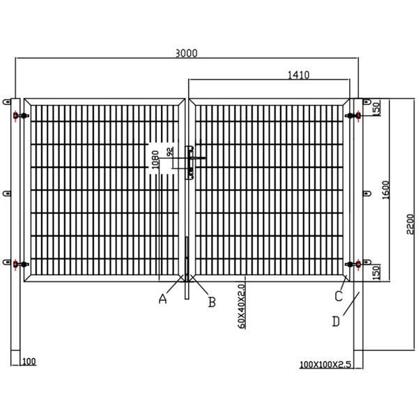 2-flügelig Industrietor Anthrazit 6/5/6 mm 3000 x 1600 mm