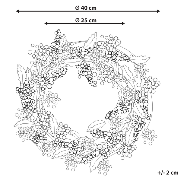Diagramm eines Kranzes mit einem Durchmesser von 40 Zentimetern und einer Innenbohrung von 25 Zentimetern