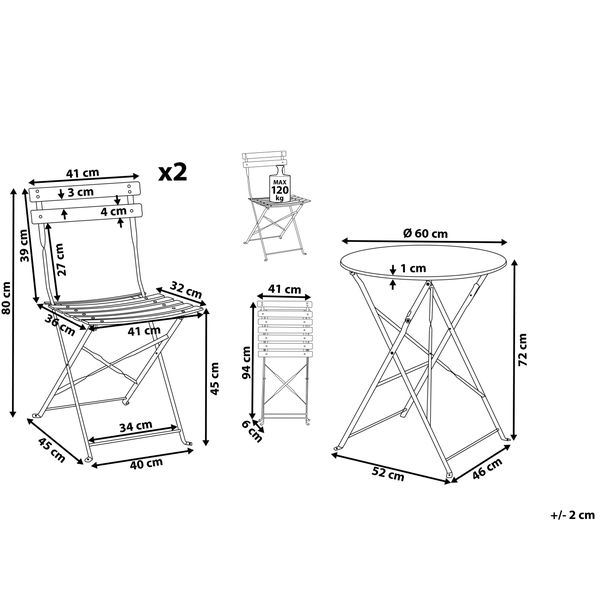 Bistro Set klappbar FIORI Metall Violett