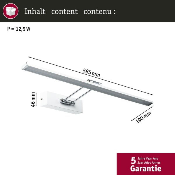 Galeria LED Bilderleuchte Beam 2700K 1050lm 230V 11W Weiß, Chrom