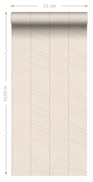 ESTAhome Tapete Fischgrätmuster Sandbraun und Beige - 53 cm x 10.05 m - 139565