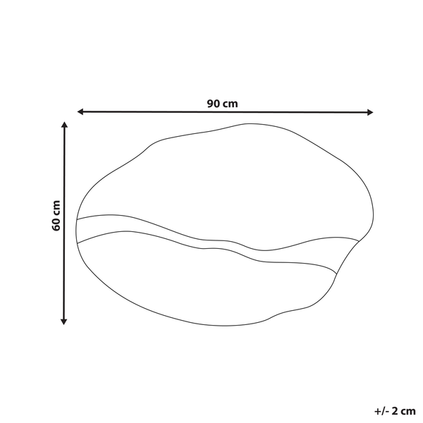 Schema eines Teiches mit einer Länge von 90 Zentimetern und einer Breite von 60 Zentimetern
