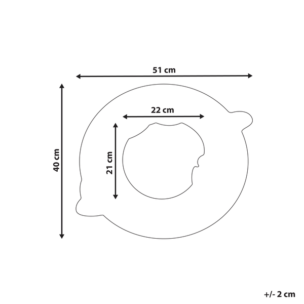 Technische Zeichnung einer Toilettenbrille mit den Maßen 51 Zentimeter mal 40 Zentimeter