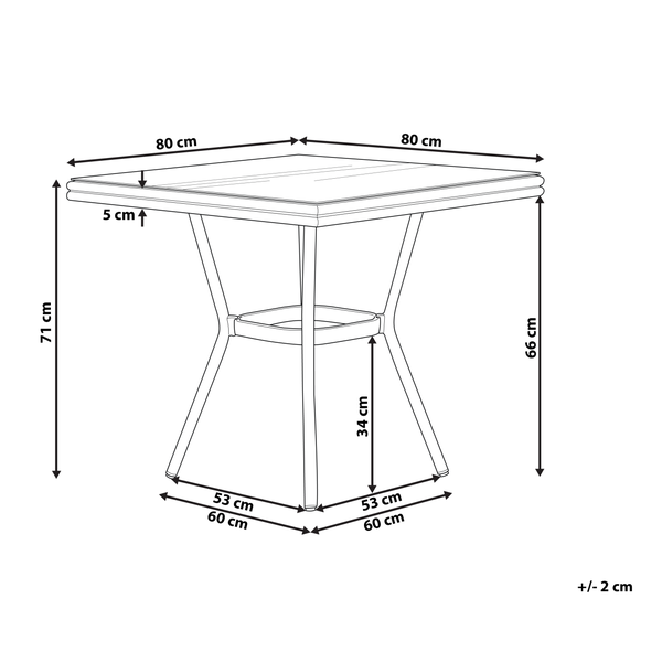 Gartentisch CASPRI II 80 cm 80 cm Glas Grau