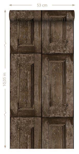 ESTAhome Tapete Paneeltüren Dunkelbraun - 53 cm x 10.05 m - 138211