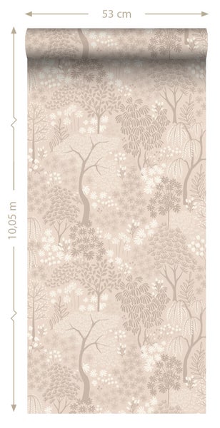ESTAhome Tapete Bäumen und Blumen Beige - 50 x 900 cm - 131648
