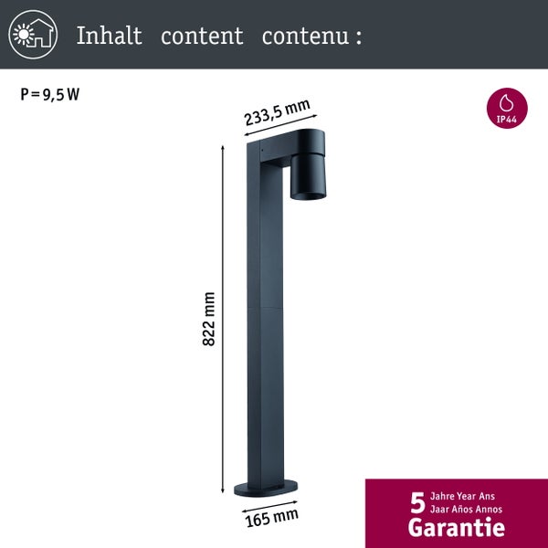 Gartenleuchte mit Maßen und IP44 Schutzart