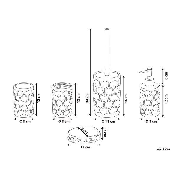 Badaccessoires Set 5-teilig TIRUA Keramik Weiß