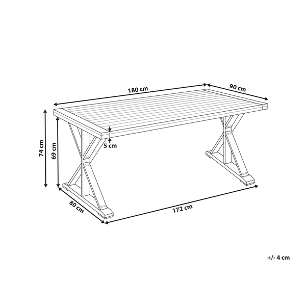 Gartentisch CALABRITTO 90 cm 180 cm Akazienholz Braun