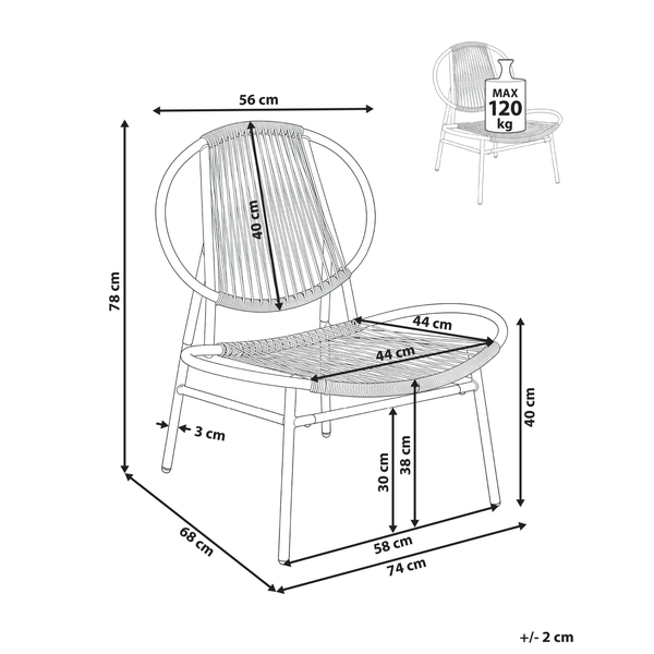 Maße des Lounge-Stuhls