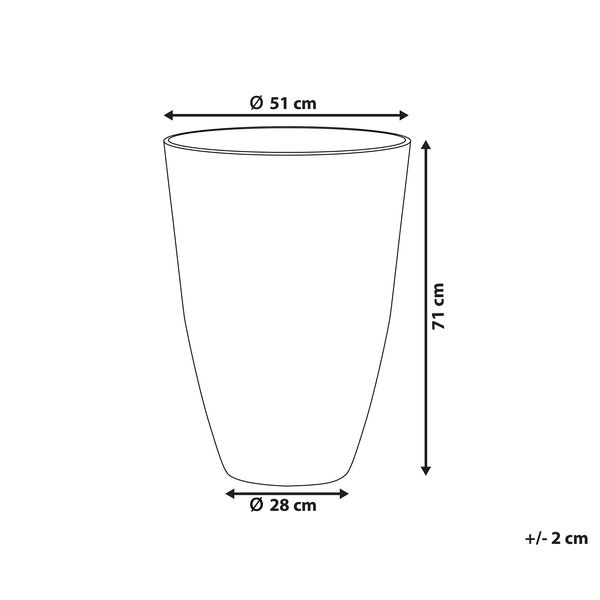 Skizze eines Pflanzgefäßes mit Maßangaben