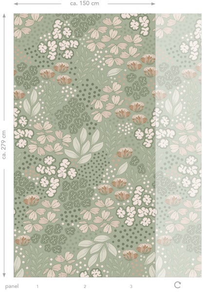 ESTAhome Fototapete Blumenmuster Mintgrün - 150 x 279 cm - 159212