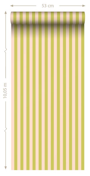 ESTAhome Tapete Streifen Gelb und Grün - 50 x 900 cm - 131569