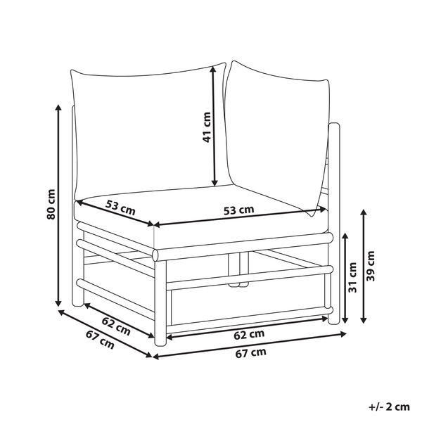 Garten-Eckmodul CERRETO Bambusholz Taupe