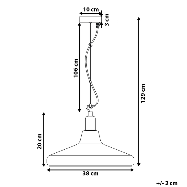 Technische Zeichnung einer Pendelleuchte mit Maßangaben.
