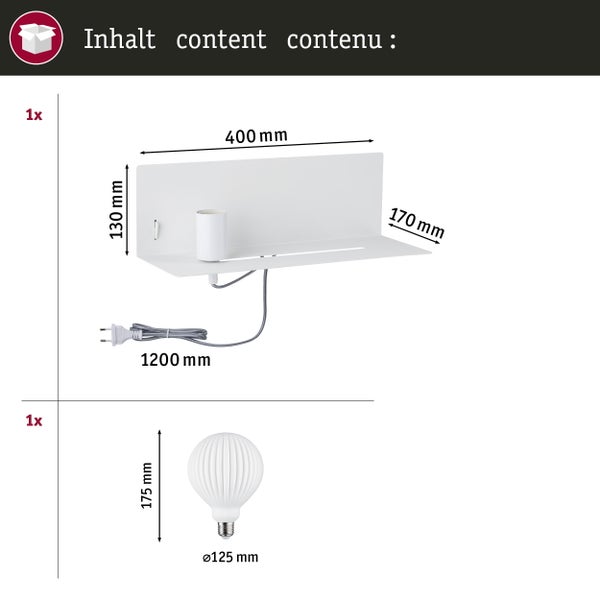Wandleuchte Devara E27 3000K 400lm 230V 4,3W dimmbar Weiß matt