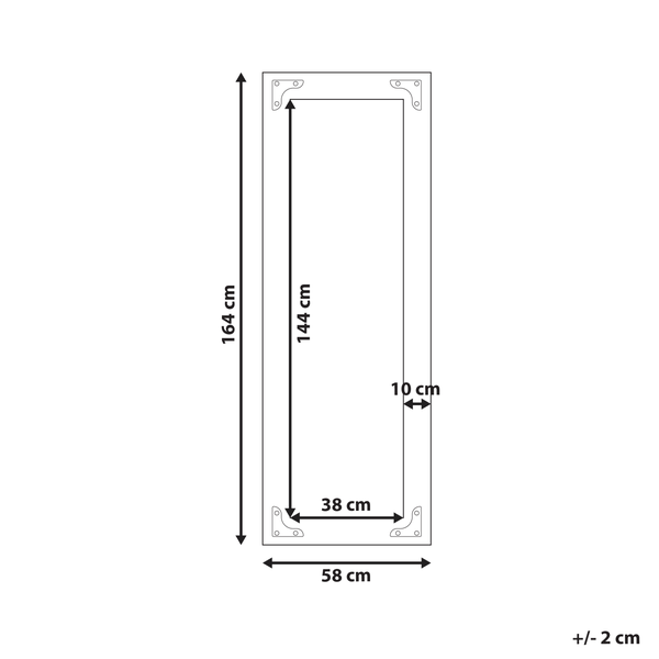 Technische Zeichnung eines Schrankelements mit den Maßen 164 mal 58 Zentimeter