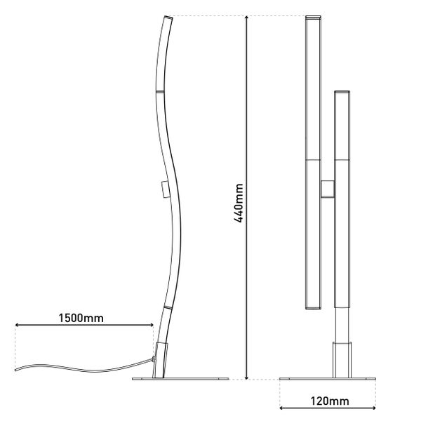 LED Tischleuchte Onda,  Tischlampe aus Metall und Kunststoff in Schwarz,, mit fest verbauten LEDs, Beleuchtung für Wohnzimmer, Büro oder Nachttisch 44 cm hoch