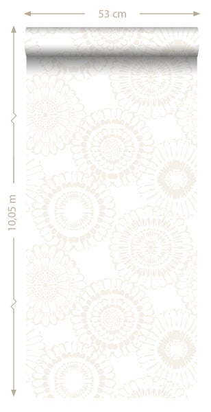 ESTAhome Tapete Blumen Silber und Weiß - 53 cm x 10.05 m - 138910