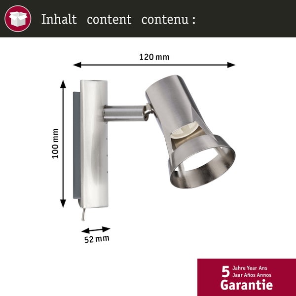 Spotlight Teja GU10 230V max. 10W dimmbar Nickel satiniert