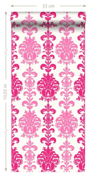 ESTAhome Tapete Barockmuster Rosa - 53 cm x 10.05 m - 115730