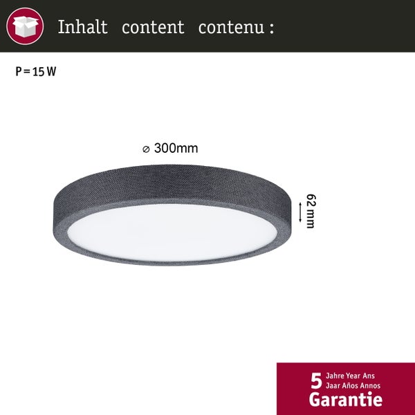 LED Panel Cosara IP44 rund 300mm 15W 1300lm 4000K Dunkelgrau