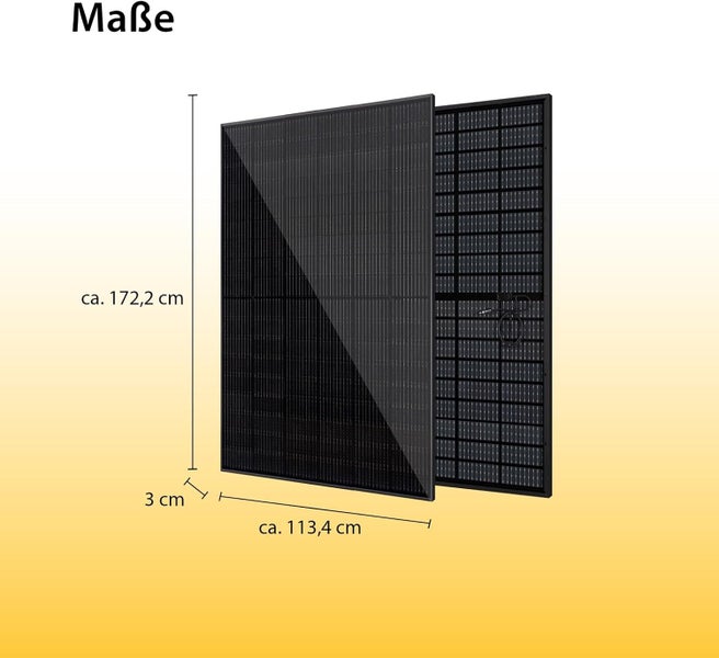 VALE Solarmodul-Set Bifazial 900 Wp Full Black - Glas-Glas-Module - Solarpanel für Balkonkraftwerke - Universal einsetzbar - Lineare Leistungsgarantie