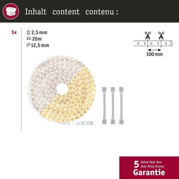LED Streifen Set mit 20 Meter Länge und 2,5 Millimeter Dicke