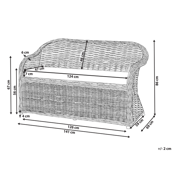 Gartensofa 2-Sitzer SUSUA Rattan Naturfarben