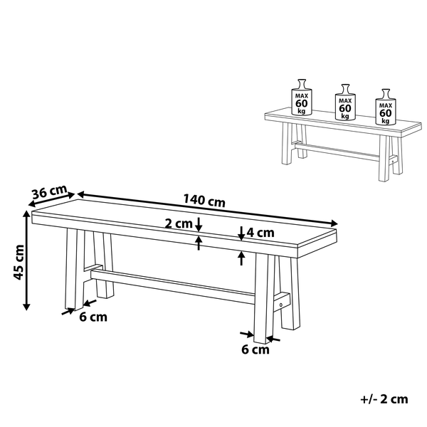 Gartenbank SCANIA 140 cm Akazienholz Weiß
