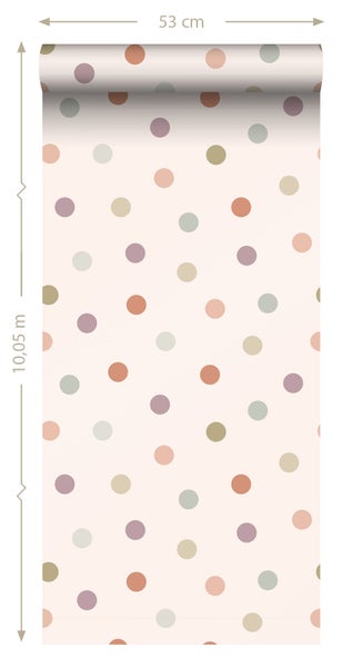 ESTAhome Tapete Punktmuster Rosa und Mehrfarbig - 50 x 900 cm - 131624