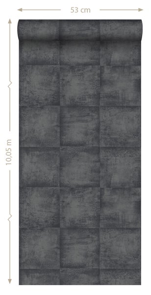 ESTAhome Tapete Beton-Optik Schwarz - 53 cm x 10.05 m - 138204