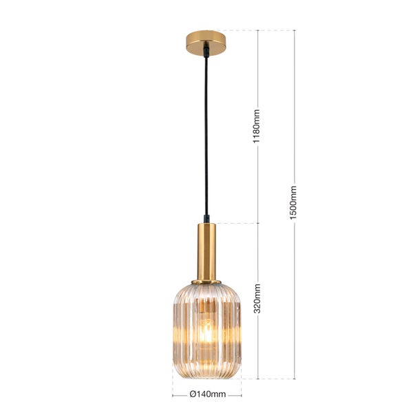 Hängeleuchte Carneva Bronze mit amber Glas