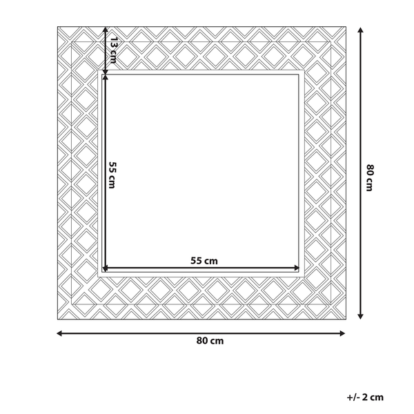 Abmessungen eines quadratischen Rahmens mit geometrischem Muster