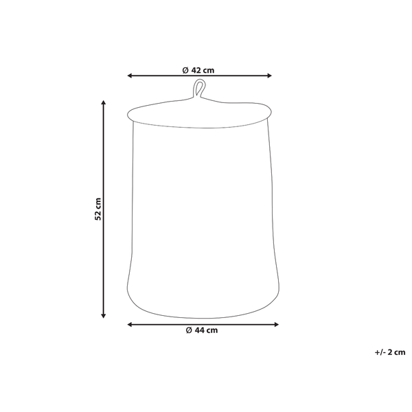 Technische Zeichnung eines Wäschesacks mit Maßangaben