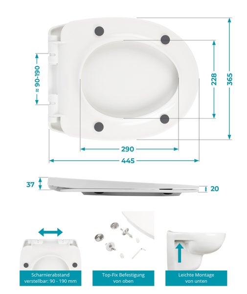 Calmwaters® WC Sitz mit Absenkautomatik Wellness-Motiv Plumeria, Thermoplast Toilettendeckel, abnehmbar, Top-Fix, universale O-Form, ovaler Toilettensitz, Komfort Klodeckel, Wellness-Dekor, 26LP5005