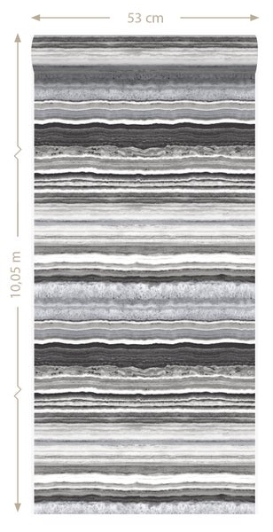 Origin Wallcoverings Tapete Marmor-Optik Schwarz und Weiß - 53 cm x 10.05 m - 337238