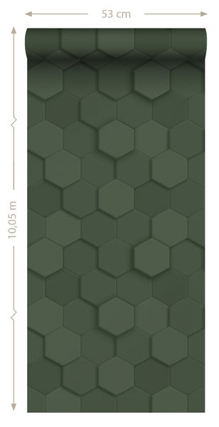 Origin Wallcoverings Tapete 3D Wabenmuster Dunkelgrün - 53 cm x 10.05 m - 347852