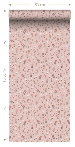 ESTAhome Tapete Blumen Hellrosa - 53 cm x 10.05 m - 139288