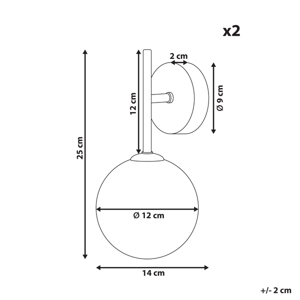 Wandlampe 2er Set ANADYR Glas Beige