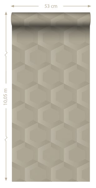 Origin Wallcoverings Tapete 3D Wabenmuster Sandbeige - 53 cm x 10.05 m - 348019